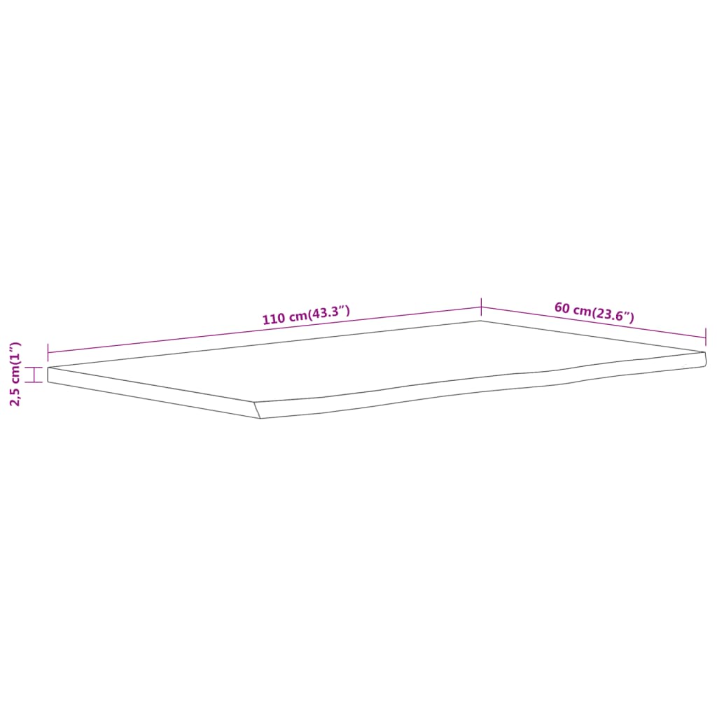 Wastafelblad rechthoekig 110x60x2,5 massief acaciahout is nu te koop bij PeponiXL, paradijselijk wonen!