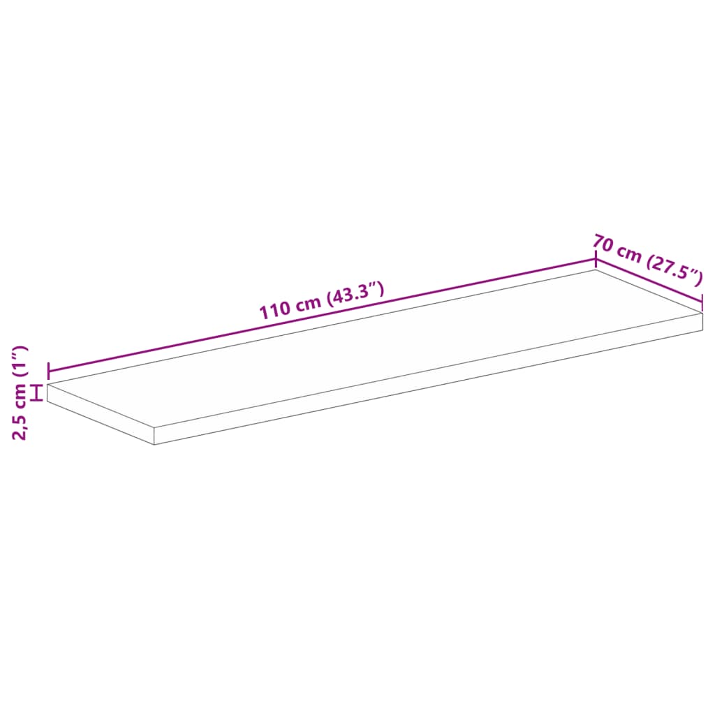 Tafelblad rechthoekig 110x70x2,5 cm massief acaciahout is nu te koop bij PeponiXL, paradijselijk wonen!