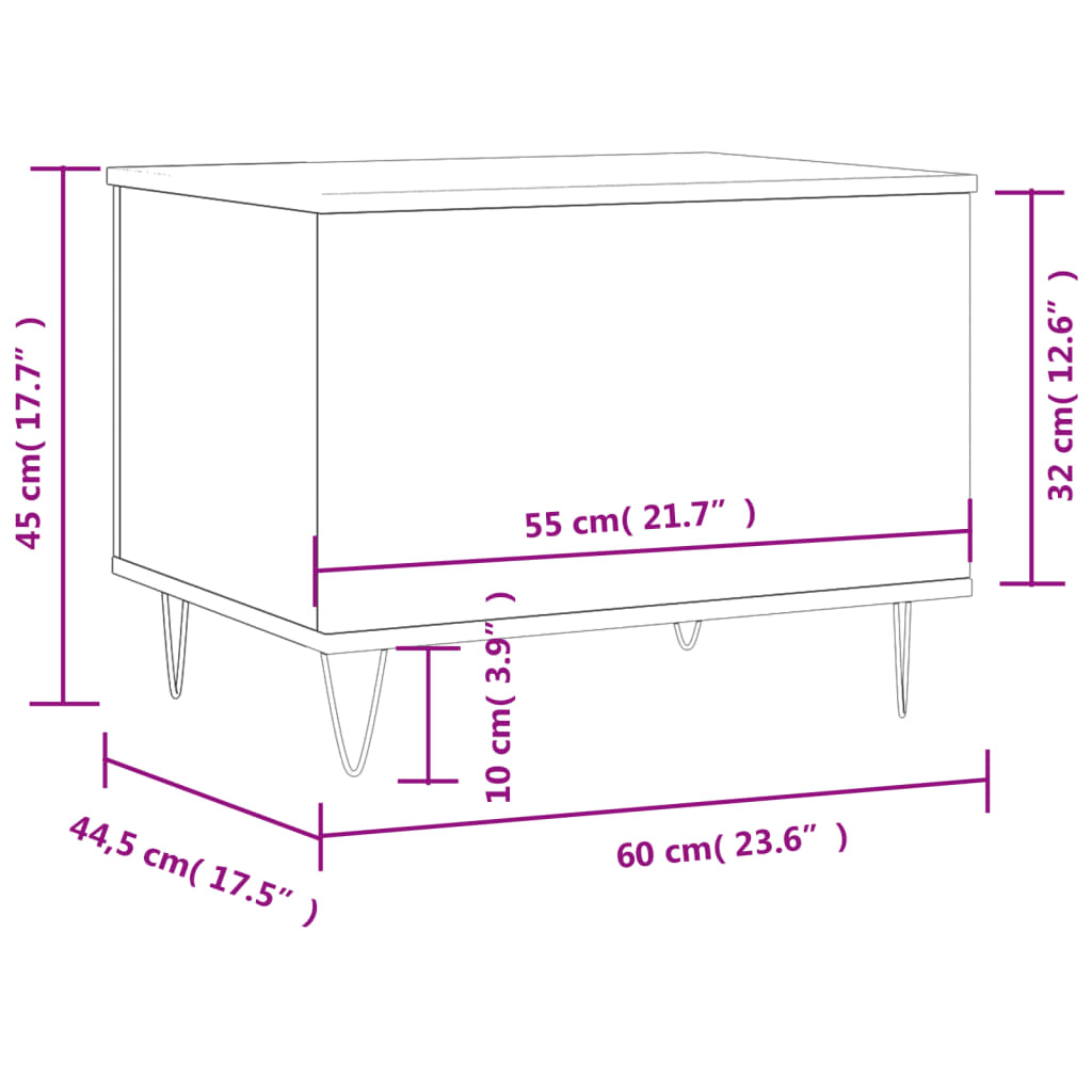 Salontafel 60x44,5x45 cm bewerkt hout gerookt eikenkleurig is nu te koop bij PeponiXL, paradijselijk wonen!
