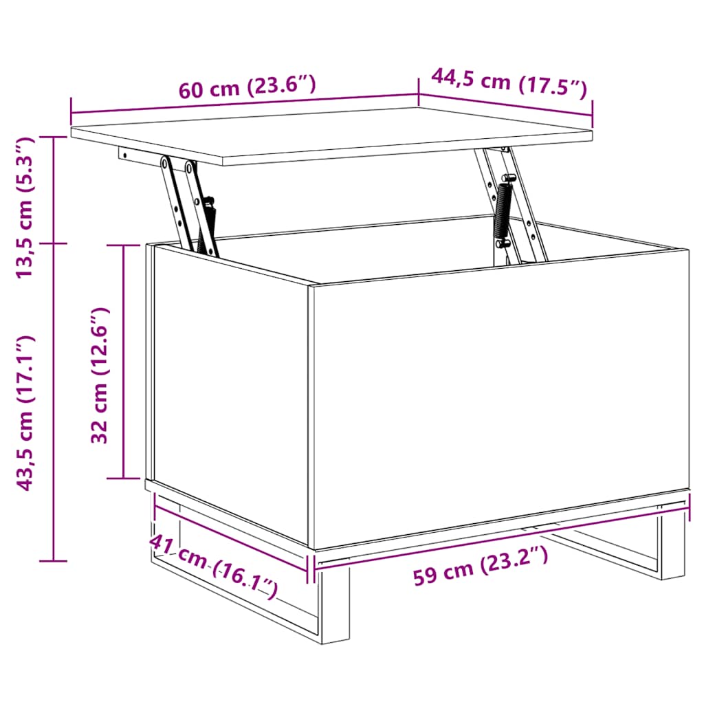 Salontafel 60x44,5x45 cm bewerkt hout sonoma eikenkleurig is nu te koop bij PeponiXL, paradijselijk wonen!