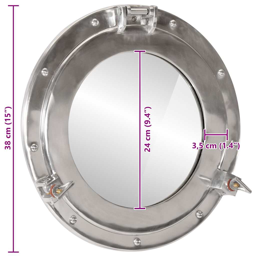 Wandspiegel patrijspoort Ø38 cm aluminium en glas is nu te koop bij PeponiXL, paradijselijk wonen!