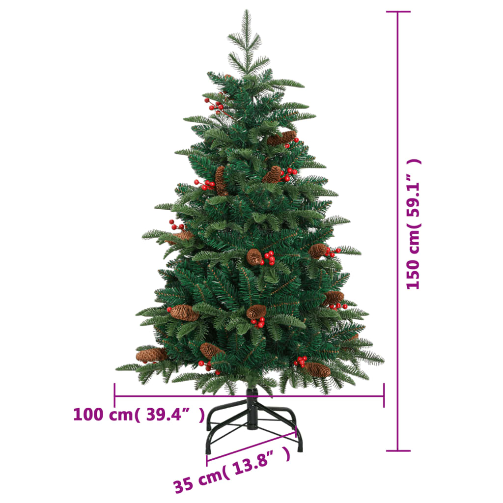 Kunstkerstboom met scharnieren dennenappels en bessen 150 cm is nu te koop bij PeponiXL, paradijselijk wonen!