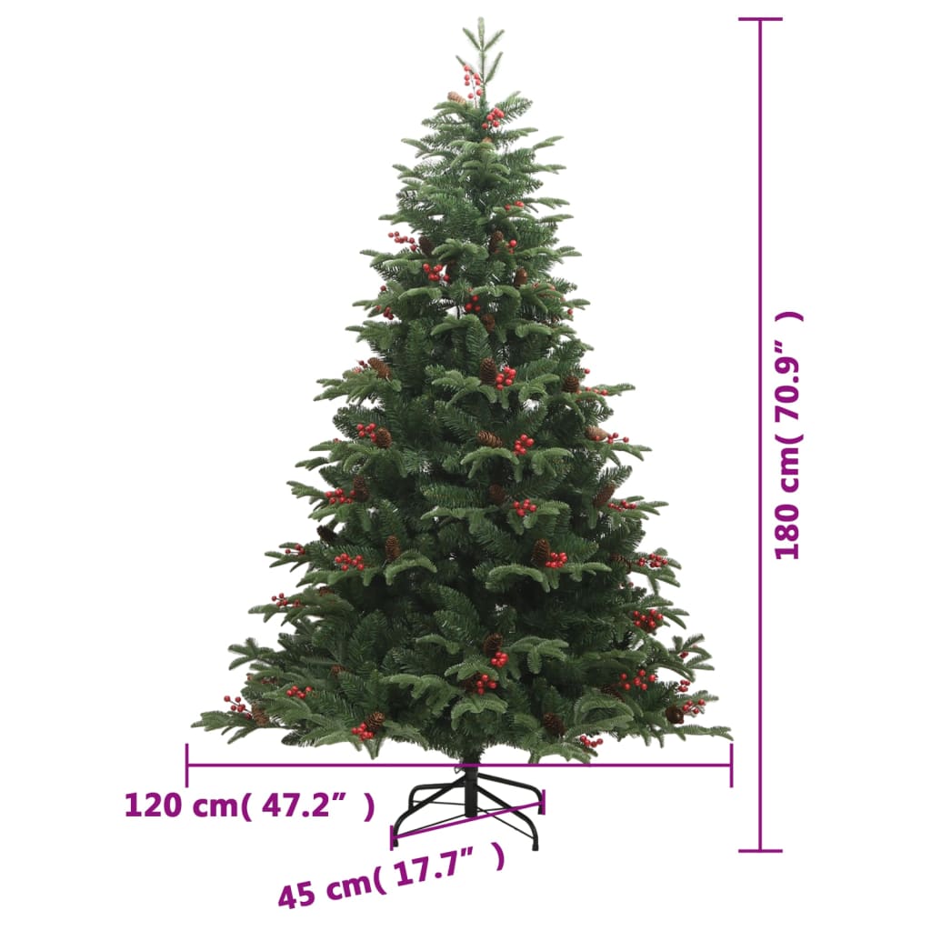 Kunstkerstboom met scharnieren dennenappels en bessen 180 cm is nu te koop bij PeponiXL, paradijselijk wonen!