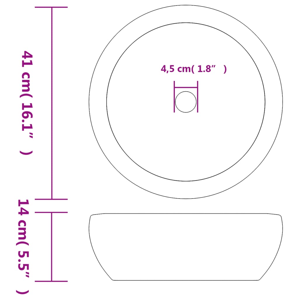 Opzetwasbak rond Φ41x14 cm keramiek grijs is nu te koop bij PeponiXL, paradijselijk wonen!
