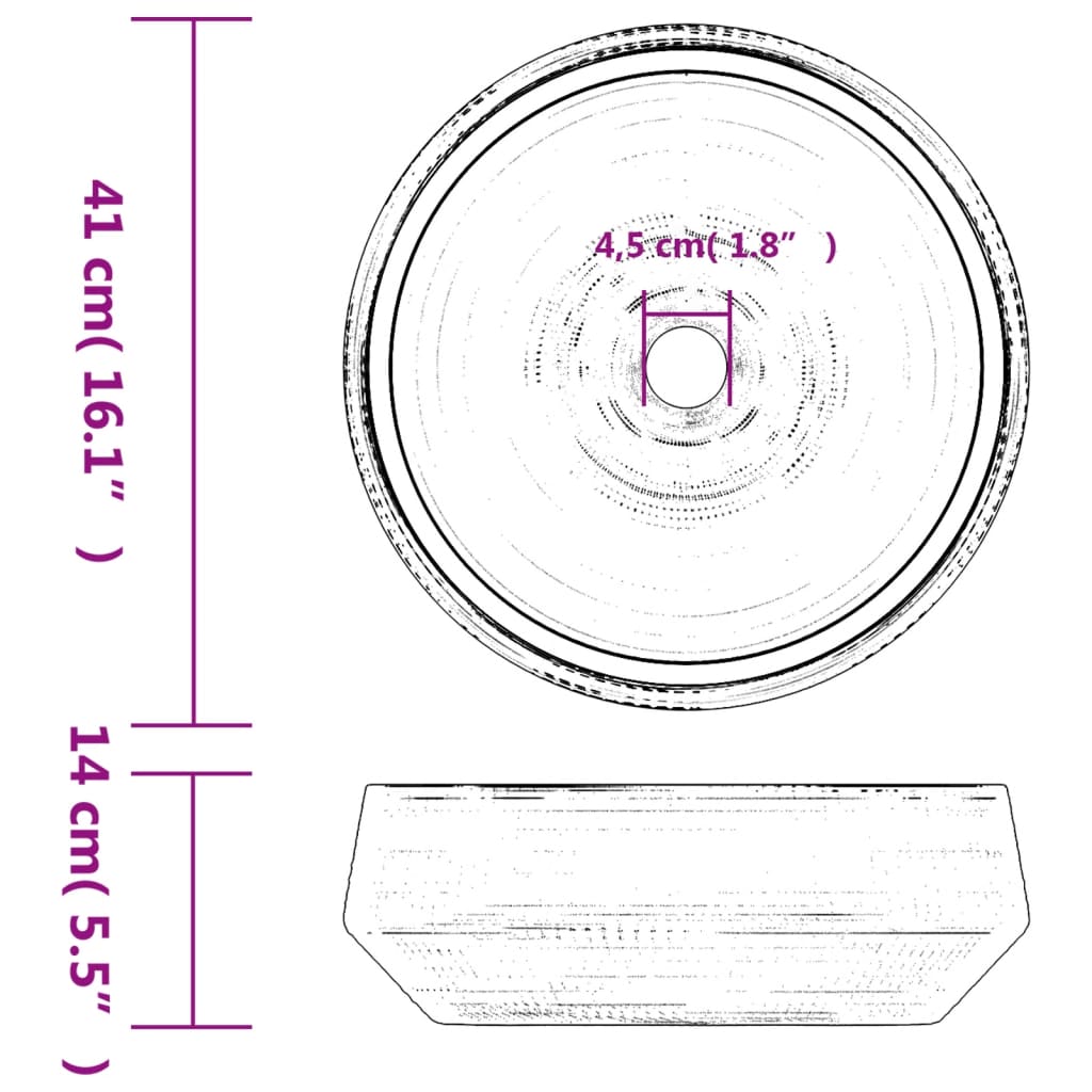 Opzetwasbak rond Φ41x14 cm keramiek grijs is nu te koop bij PeponiXL, paradijselijk wonen!