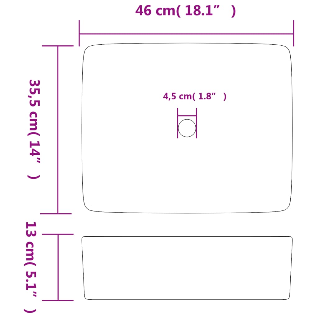 Opzetwasbak rechthoekig 46x35,5x13 cm keramiek zwart en bruin is nu te koop bij PeponiXL, paradijselijk wonen!