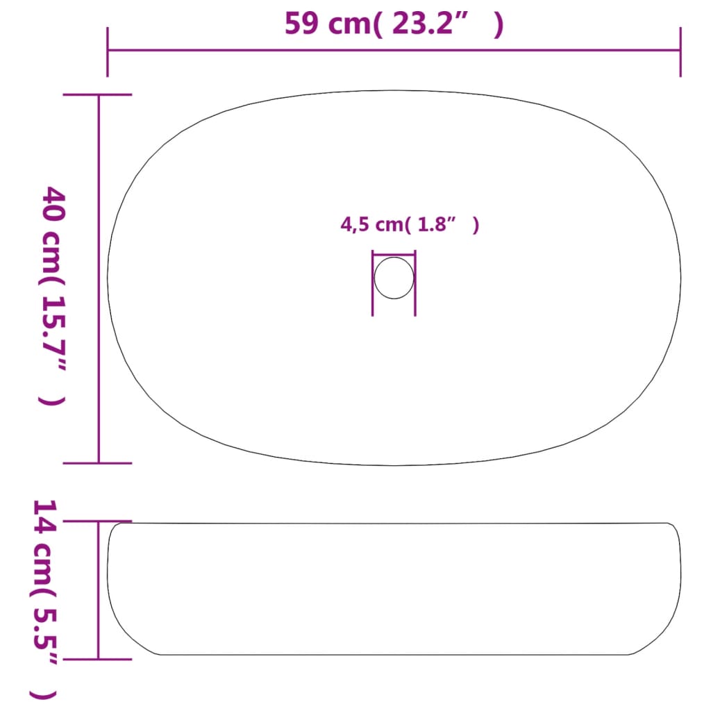 Opzetwasbak ovaal 59x40x14 cm keramiek zwart is nu te koop bij PeponiXL, paradijselijk wonen!