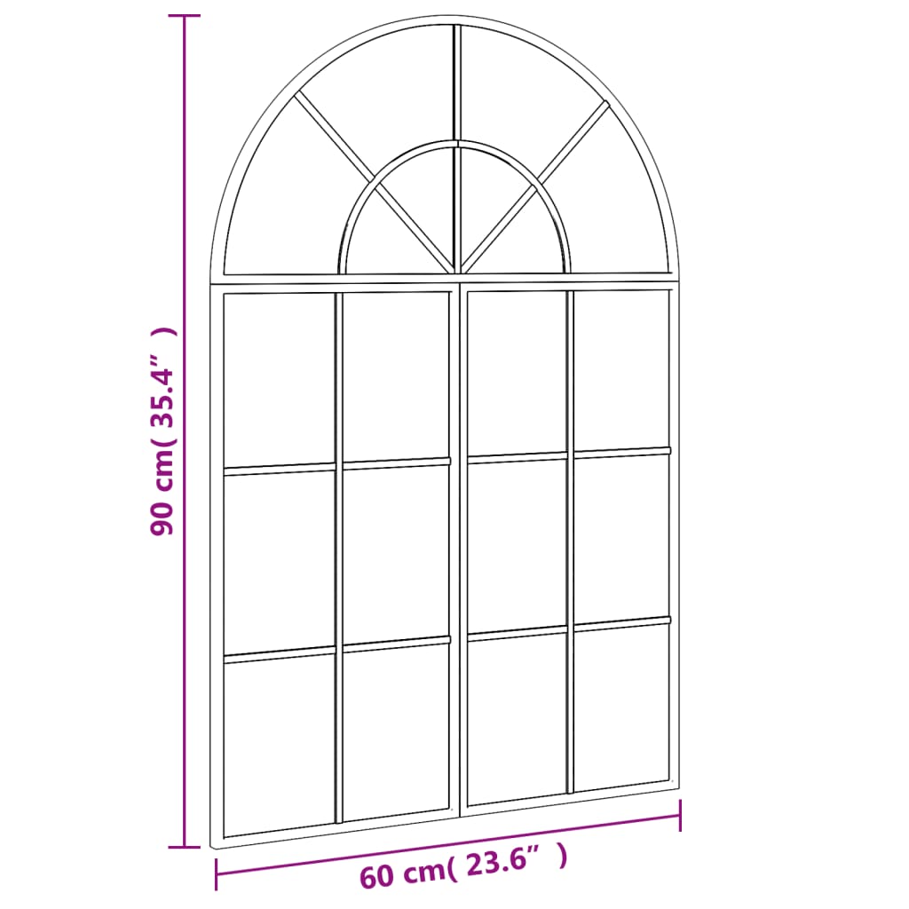 Wandspiegel boog 60x90 cm ijzer zwart is nu te koop bij PeponiXL, paradijselijk wonen!