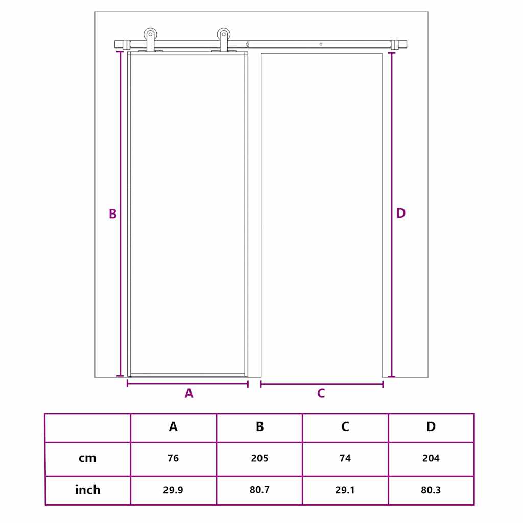 Schuifdeur 76x205 cm mat ESG-glas en aluminium goudkleurig is nu te koop bij PeponiXL, paradijselijk wonen!