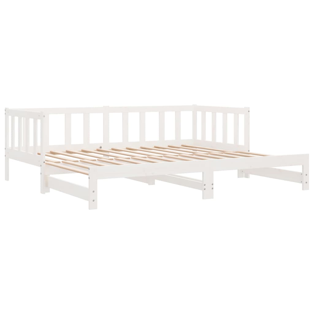 Slaapbank met onderschuifbed 80x200 cm massief grenenhout wit is nu te koop bij PeponiXL, paradijselijk wonen!