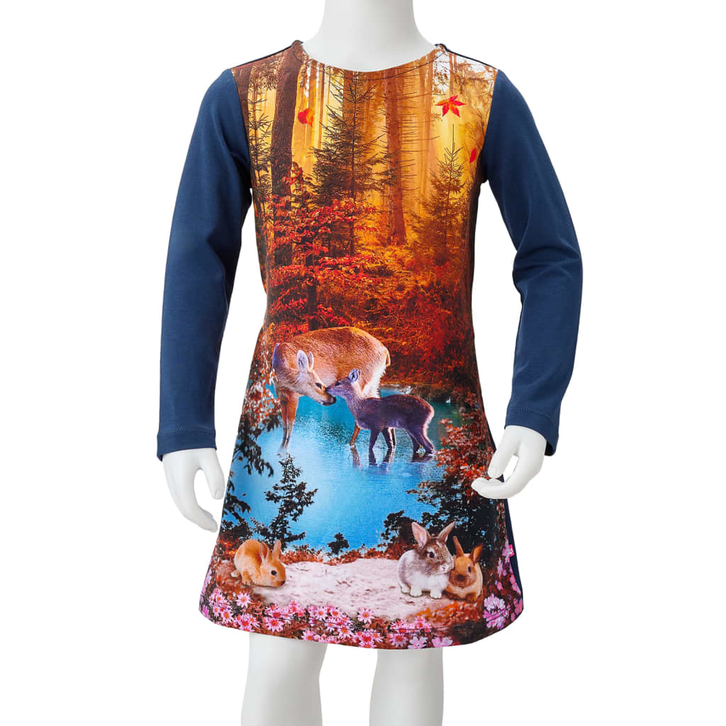Kinderjurk met lange mouwen 128 marineblauw is nu te koop bij PeponiXL, paradijselijk wonen!