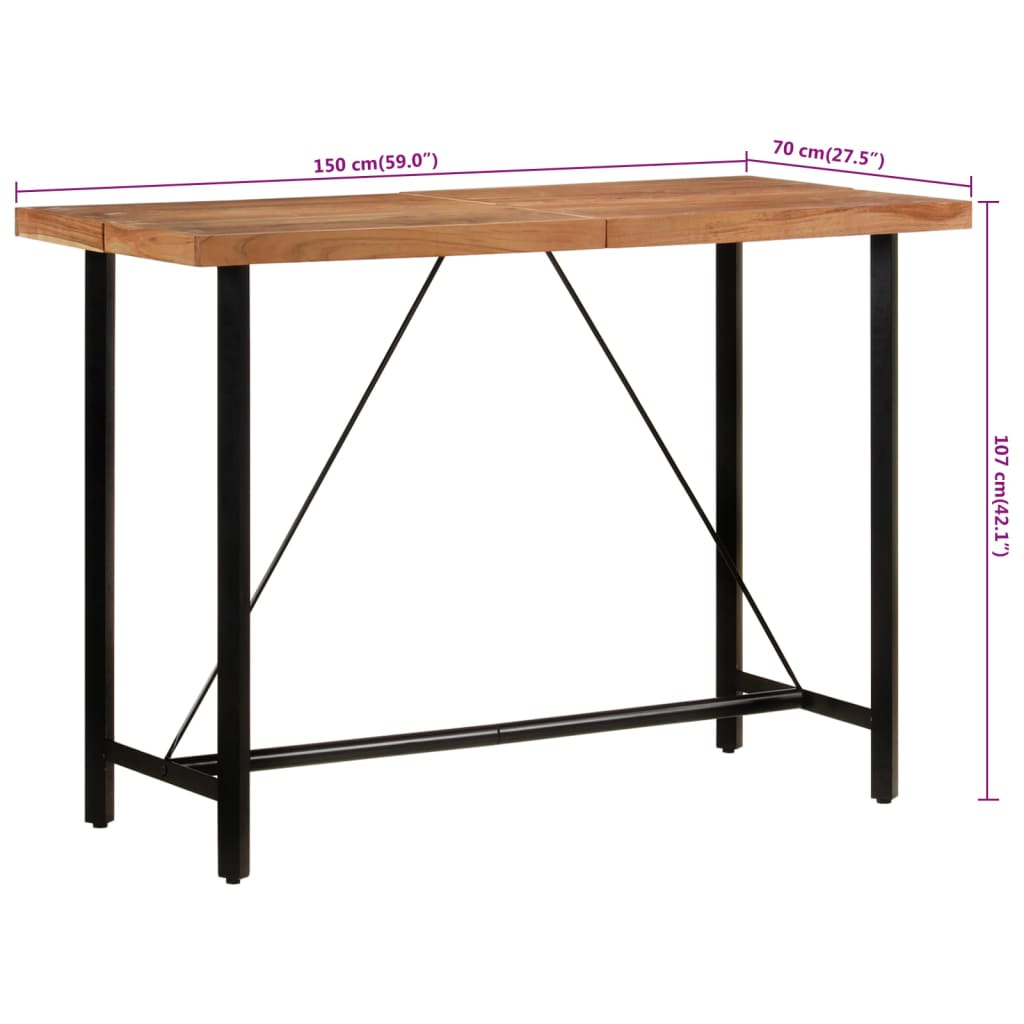 Bartafel 150x70x107 cm massief acaciahout en ijzer is nu te koop bij PeponiXL, paradijselijk wonen!