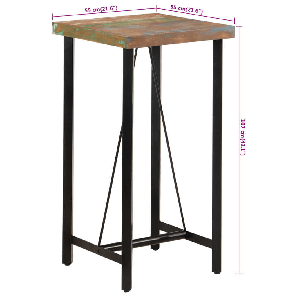 Bartafel 55x55x107 cm massief gerecycled hout en ijzer is nu te koop bij PeponiXL, paradijselijk wonen!