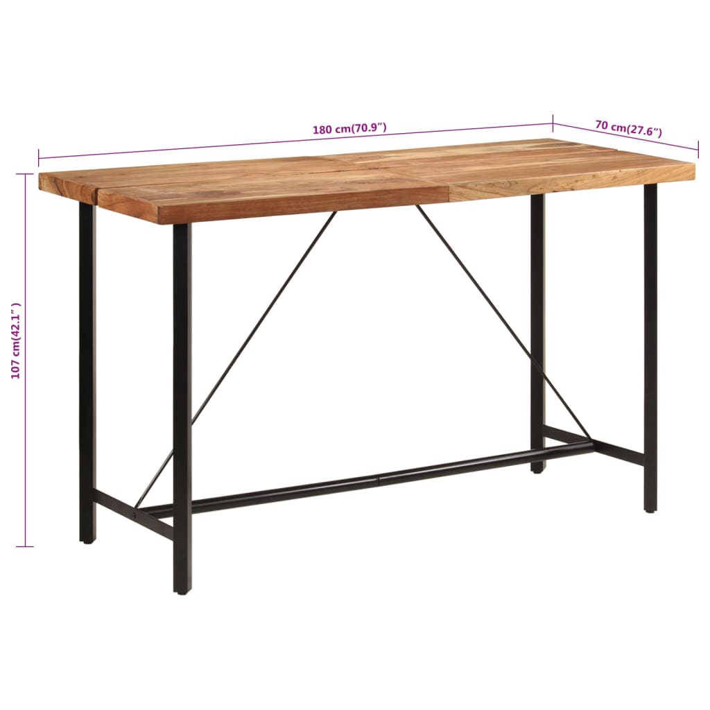 Bartafel 180x70x107 cm massief acaciahout en ijzer is nu te koop bij PeponiXL, paradijselijk wonen!