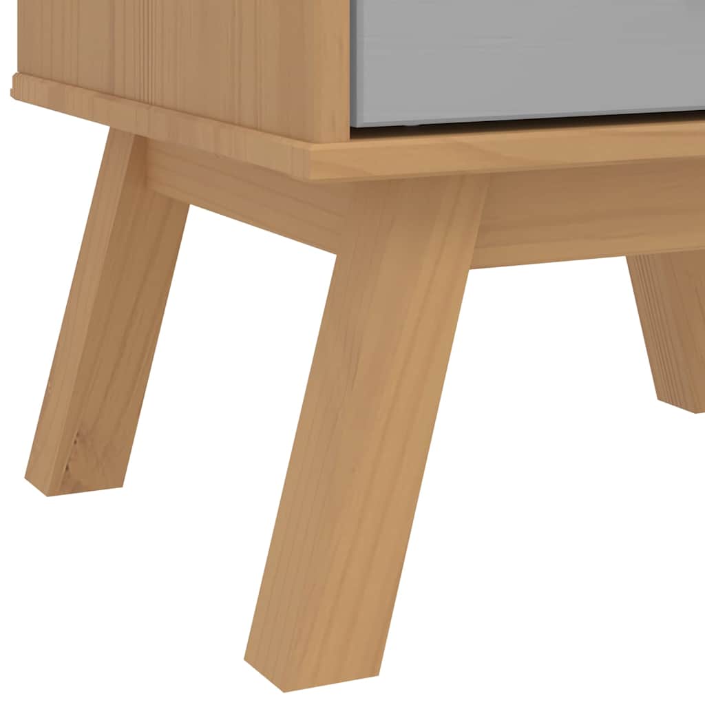 Nachtkastje OLDEN massief grenenhout grijs en bruin is nu te koop bij PeponiXL, paradijselijk wonen!