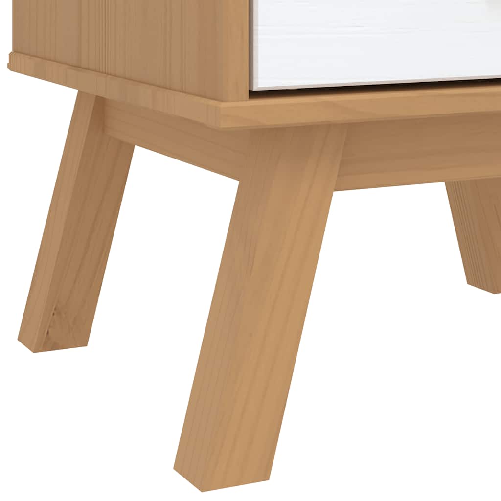 Nachtkastje OLDEN massief grenenhout wit en bruin is nu te koop bij PeponiXL, paradijselijk wonen!