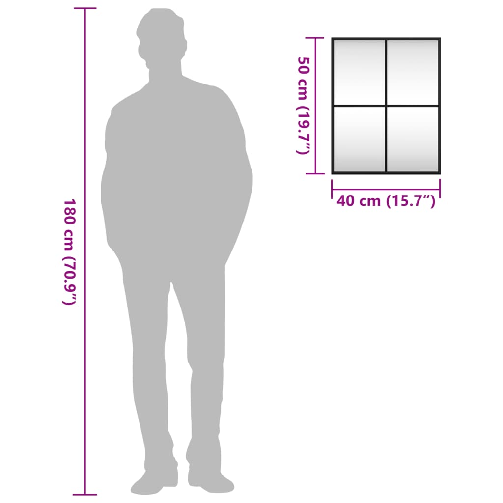 Wandspiegel rechthoekig 40x50 cm ijzer zwart is nu te koop bij PeponiXL, paradijselijk wonen!