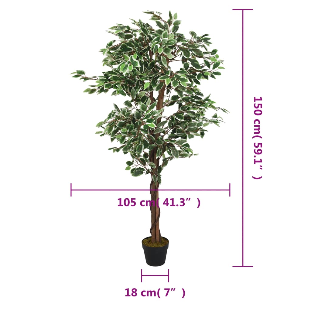 Kunstplant ficus 756 bladeren 150 cm groen is nu te koop bij PeponiXL, paradijselijk wonen!