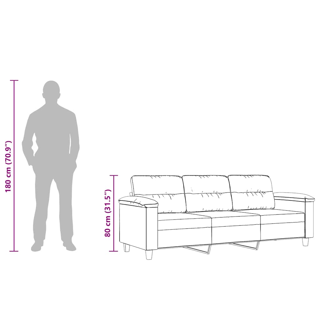 Driezitsbank 180 cm microvezelstof lichtgrijs is nu te koop bij PeponiXL, paradijselijk wonen!