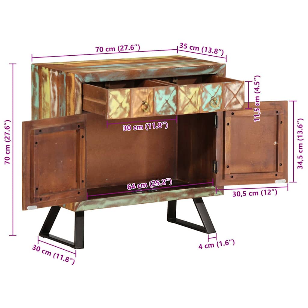 Ladekast 70x35x70 cm massief gerecycled hout meerkleurig is nu te koop bij PeponiXL, paradijselijk wonen!