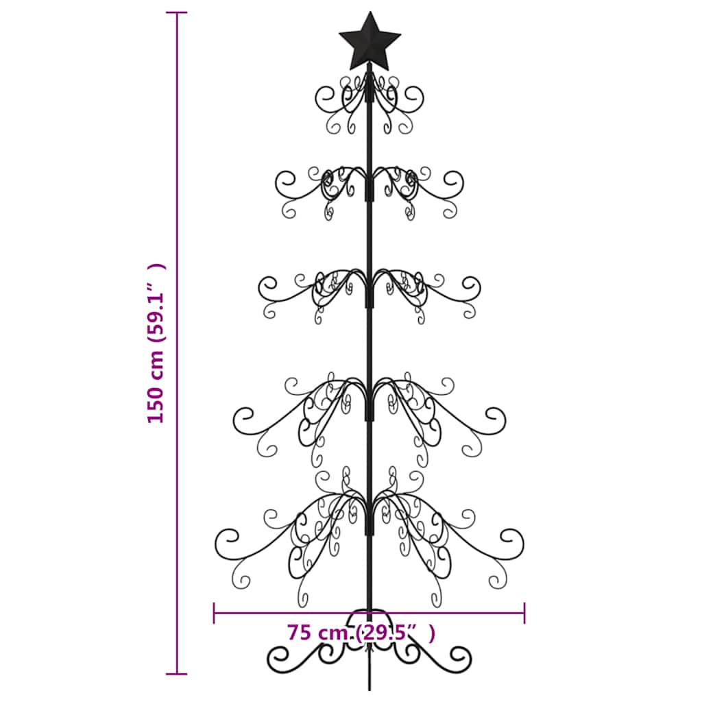 Kerstdecoratie kerstboom 150 cm metaal zwart is nu te koop bij PeponiXL, paradijselijk wonen!