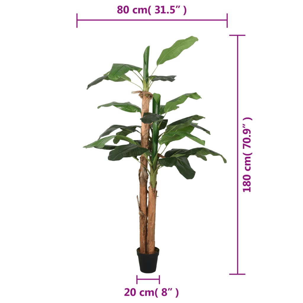 Kunstplant bananenboom 19 bladeren 180 cm groen is nu te koop bij PeponiXL, paradijselijk wonen!