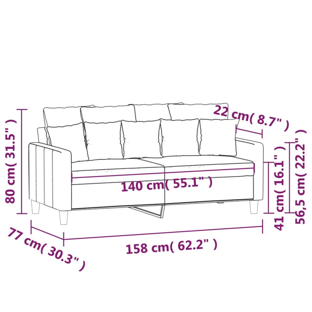 Tweezitsbank 140 cm fluweel lichtgrijs is nu te koop bij PeponiXL, paradijselijk wonen!