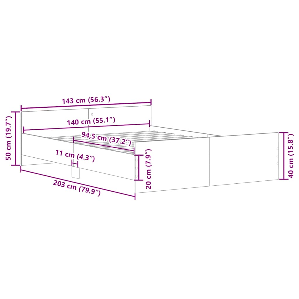 Bedframe met hoofd- en voeteneinde wit 140x200 cm is nu te koop bij PeponiXL, paradijselijk wonen!
