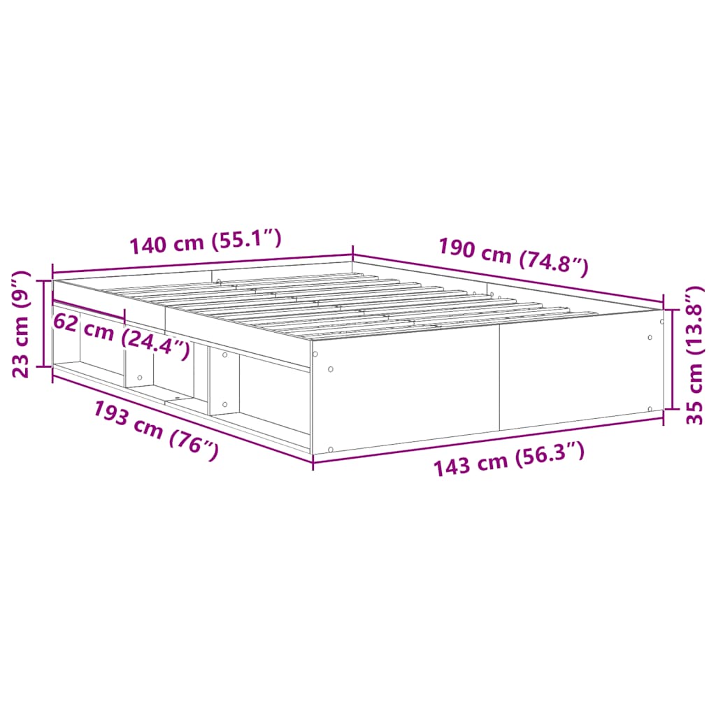 Bedframe wit 140x190 cm is nu te koop bij PeponiXL, paradijselijk wonen!