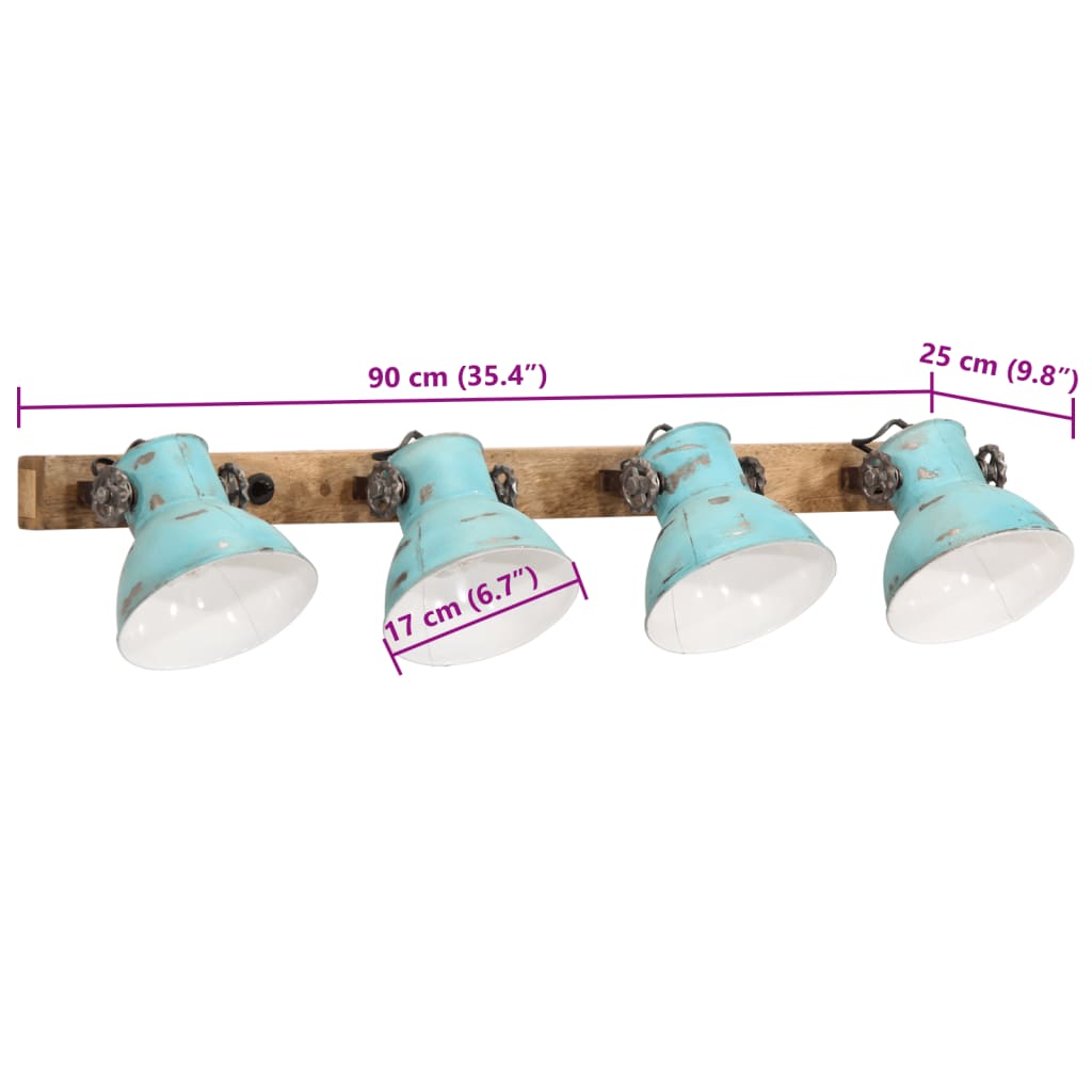 Wandlamp 25 W E27 90x25 cm verweerd blauw is nu te koop bij PeponiXL, paradijselijk wonen!