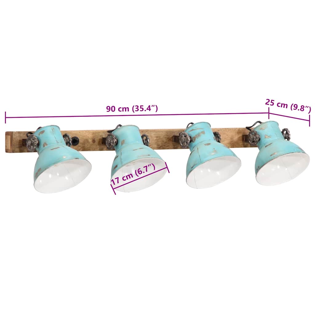 Wandlamp 25 W E27 90x25 cm verweerd blauw is nu te koop bij PeponiXL, paradijselijk wonen!