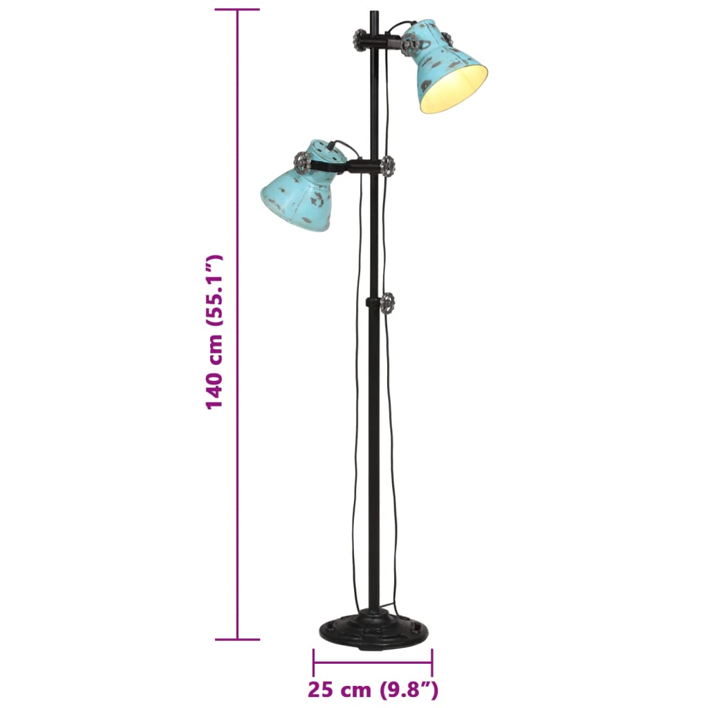 Vloerlamp 25 W E27 25x25x90/140 cm verweerd blauw is nu te koop bij PeponiXL, paradijselijk wonen!