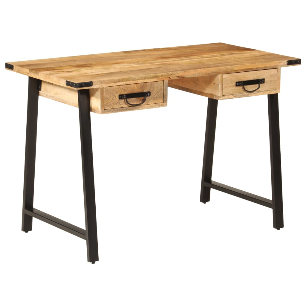 Bureau met lades 105x55x70 cm massief mangohout en ijzer is nu te koop bij PeponiXL, paradijselijk wonen!