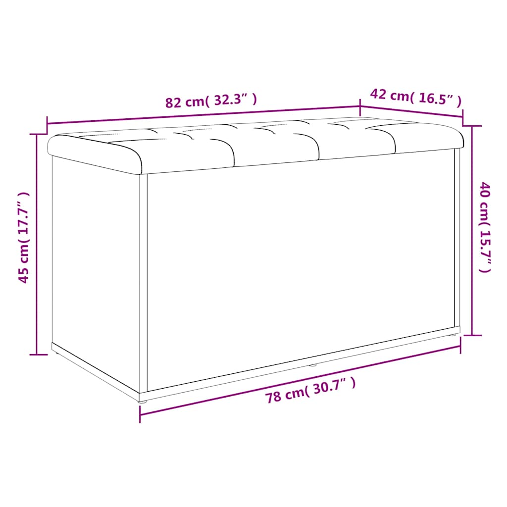Opbergbank Sonoma eiken 82x42x45 cm bewerkt hout is nu te koop bij PeponiXL, paradijselijk wonen!