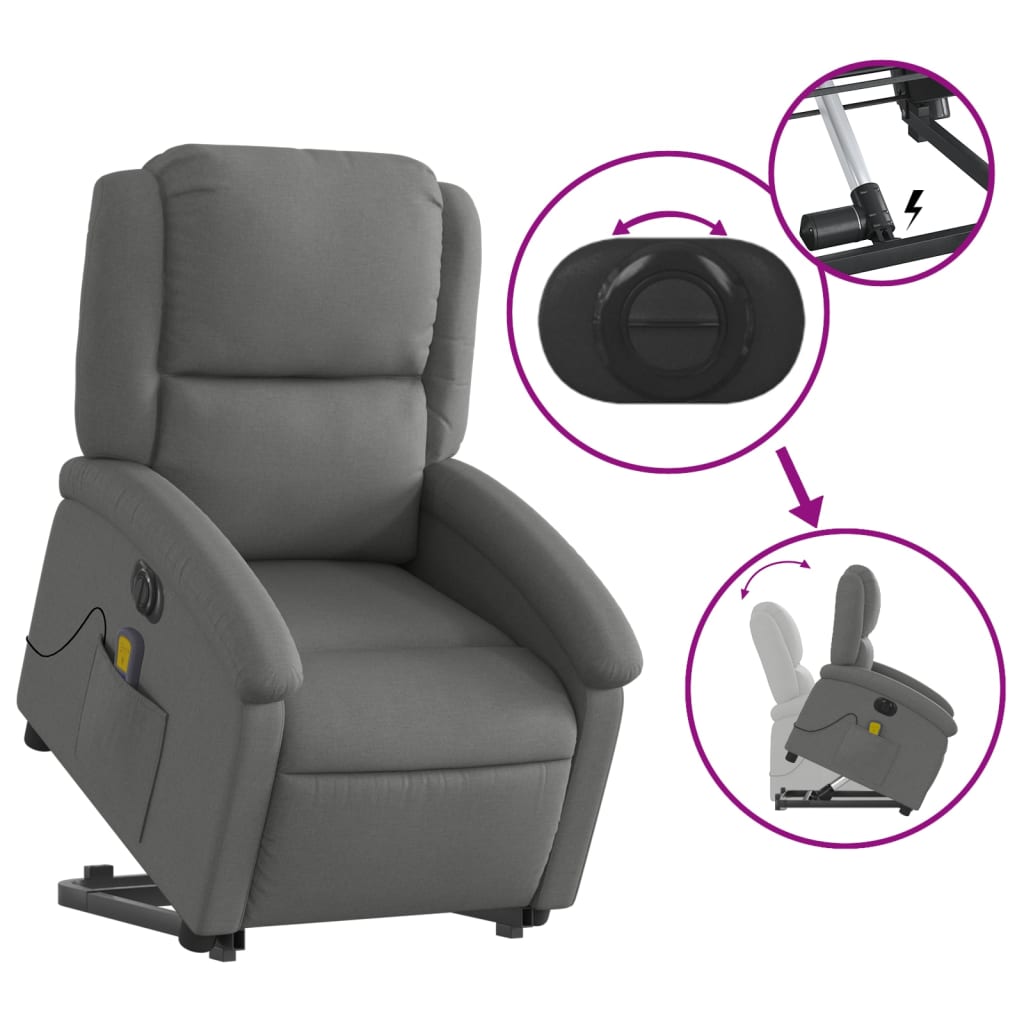 Sta-op-massagestoel elektrisch verstelbaar stof donkergrijs is nu te koop bij PeponiXL, paradijselijk wonen!