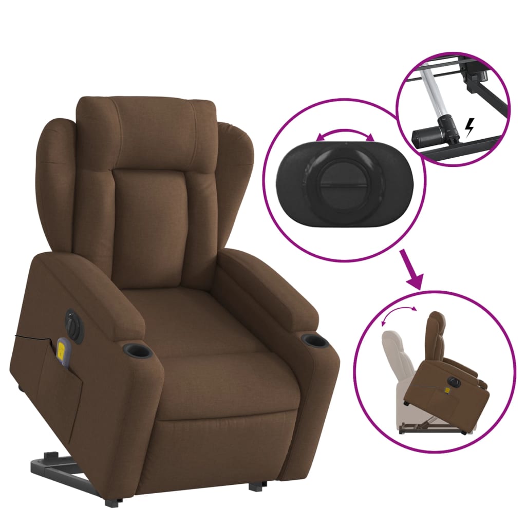 Sta-op-massagestoel elektrisch verstelbaar stof bruin is nu te koop bij PeponiXL, paradijselijk wonen!