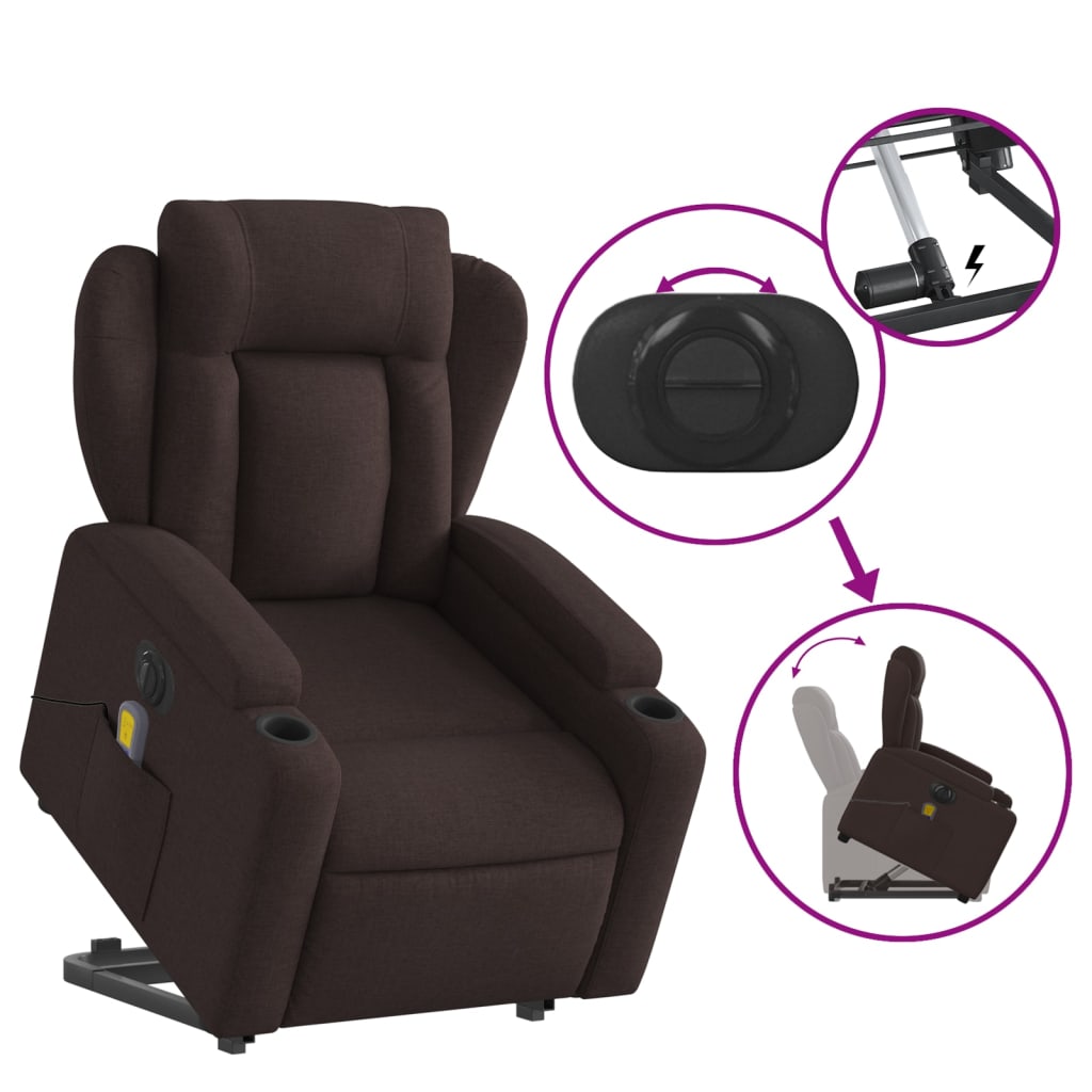 Sta-op-massagestoel elektrisch verstelbaar stof donkerbruin is nu te koop bij PeponiXL, paradijselijk wonen!