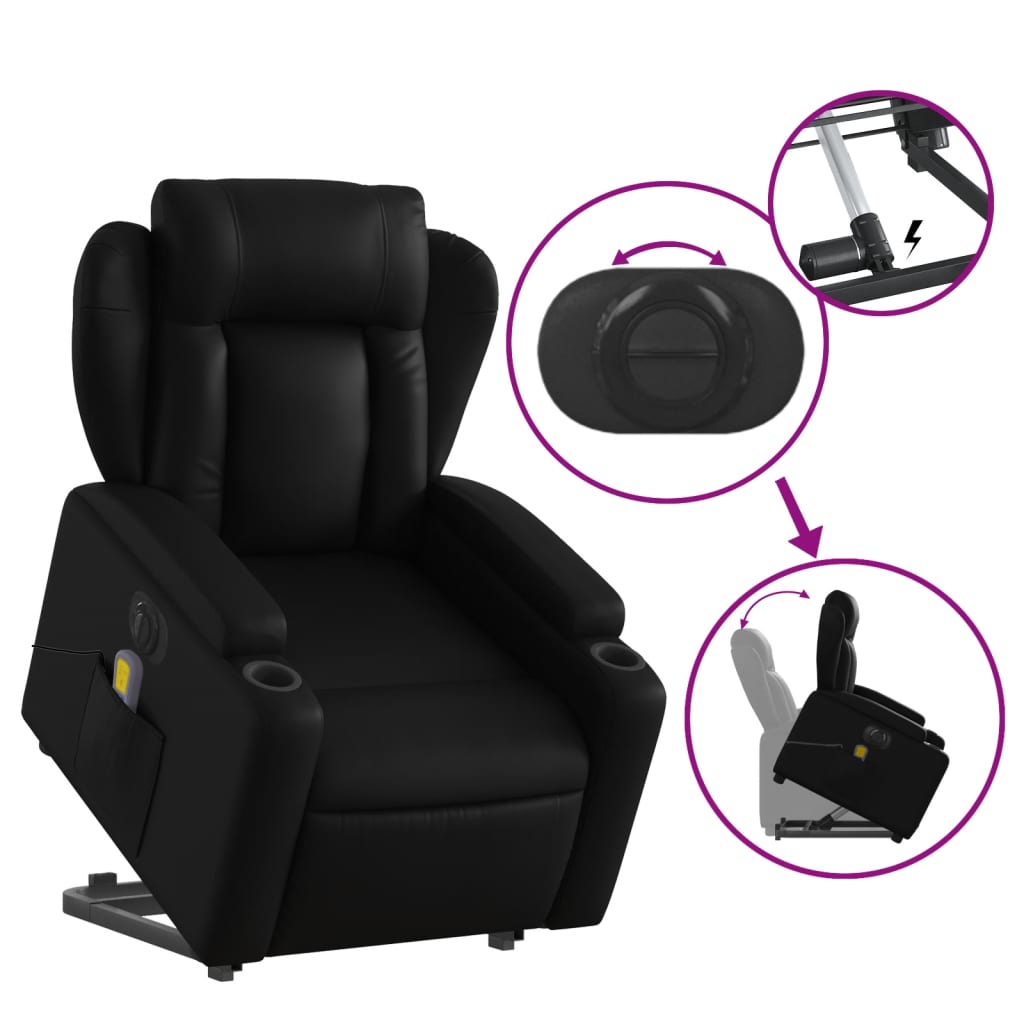 Sta-op-massagestoel elektrisch kunstleer zwart is nu te koop bij PeponiXL, paradijselijk wonen!