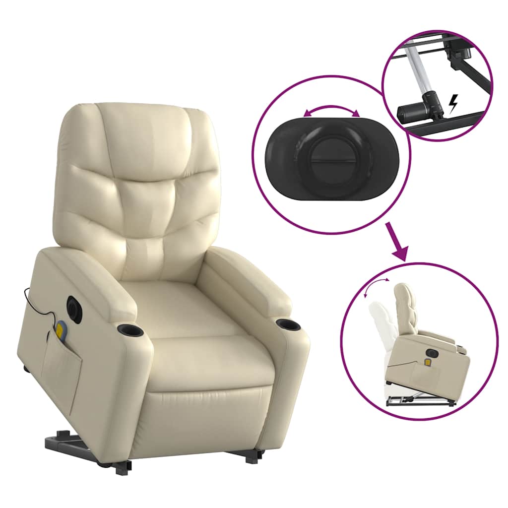 Sta-op-massagestoel elektrisch kunstleer crèmekleurig is nu te koop bij PeponiXL, paradijselijk wonen!