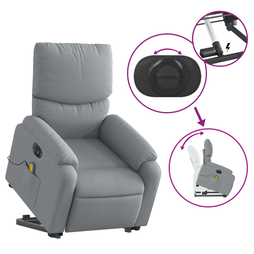 Sta-op-massagestoel elektrisch verstelbaar stof lichtgrijs is nu te koop bij PeponiXL, paradijselijk wonen!