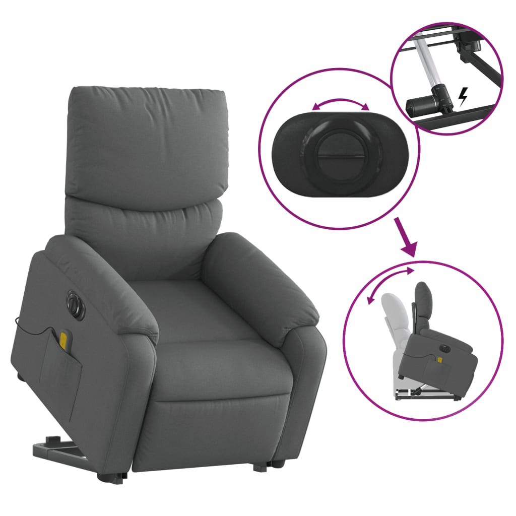 Sta-op-massagestoel elektrisch verstelbaar stof donkergrijs is nu te koop bij PeponiXL, paradijselijk wonen!