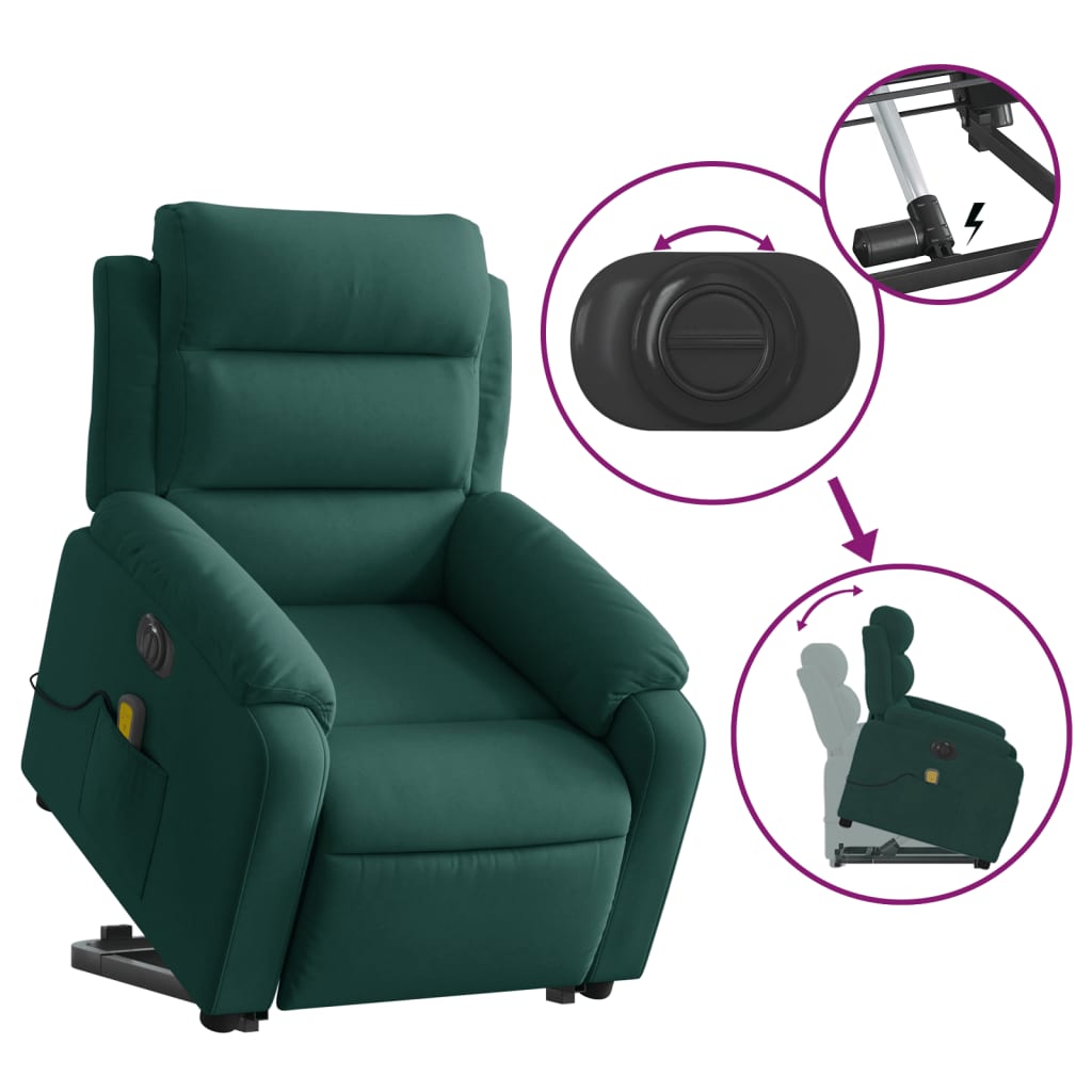 Sta-op-massagestoel elektrisch verstelbaar fluweel donkergroen is nu te koop bij PeponiXL, paradijselijk wonen!