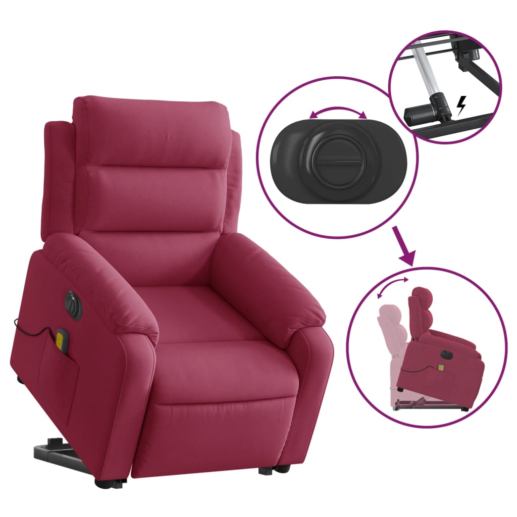 Sta-op-massagestoel elektrisch verstelbaar fluweel wijnrood is nu te koop bij PeponiXL, paradijselijk wonen!