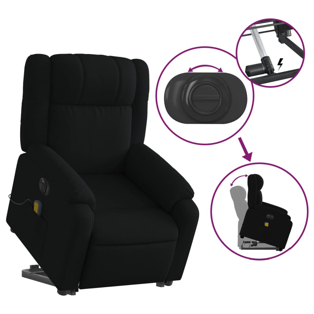 Sta-op-massagestoel elektrisch verstelbaar stof zwart is nu te koop bij PeponiXL, paradijselijk wonen!