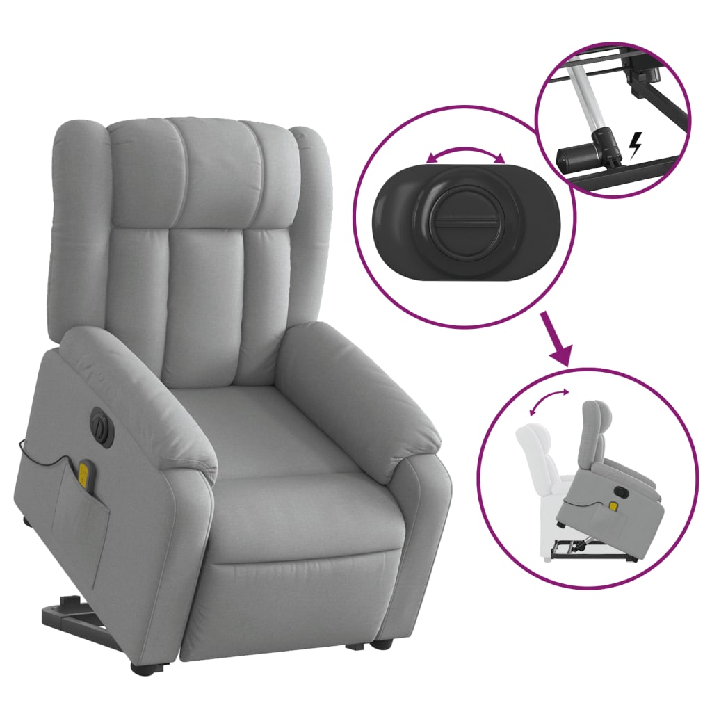 Sta-op-massagestoel elektrisch verstelbaar stof lichtgrijs is nu te koop bij PeponiXL, paradijselijk wonen!