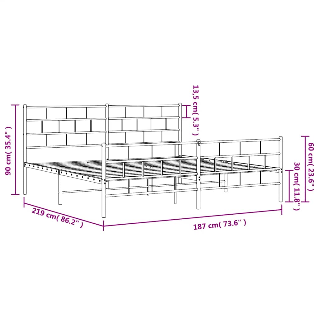 Bedframe met hoofd- en voeteneinde metaal zwart 183x213 cm is nu te koop bij PeponiXL, paradijselijk wonen!