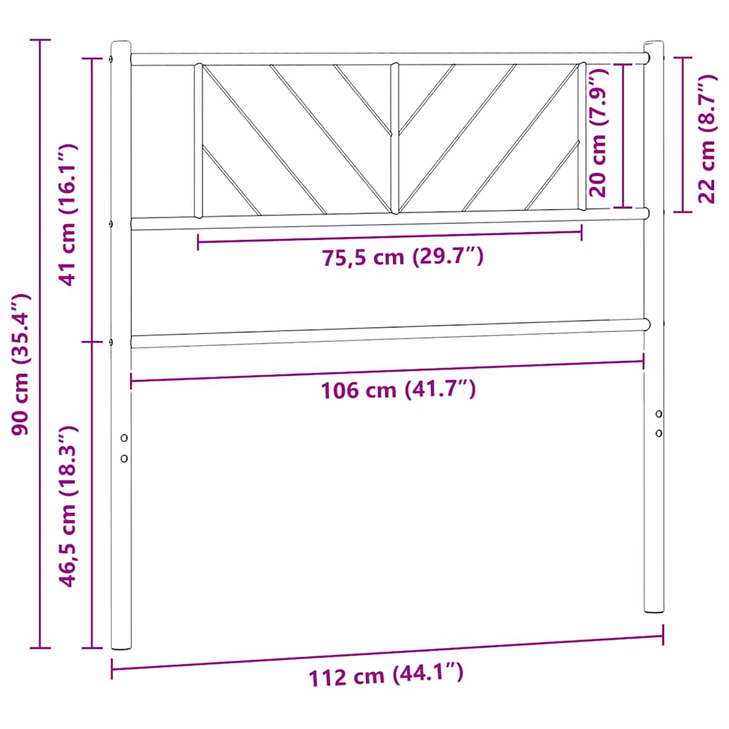 Vervangend hoofdbord 107 cm metaal zwart is nu te koop bij PeponiXL, paradijselijk wonen!