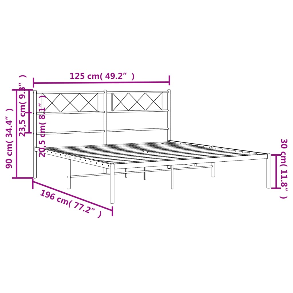 Bedframe met hoofdbord metaal zwart 120x190 cm is nu te koop bij PeponiXL, paradijselijk wonen!