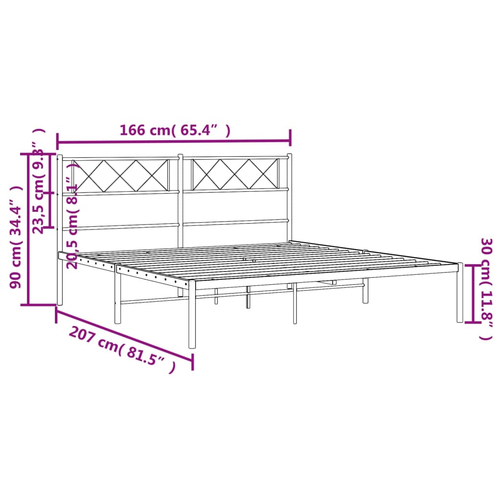 Bedframe met hoofdbord metaal wit 160x200 cm is nu te koop bij PeponiXL, paradijselijk wonen!