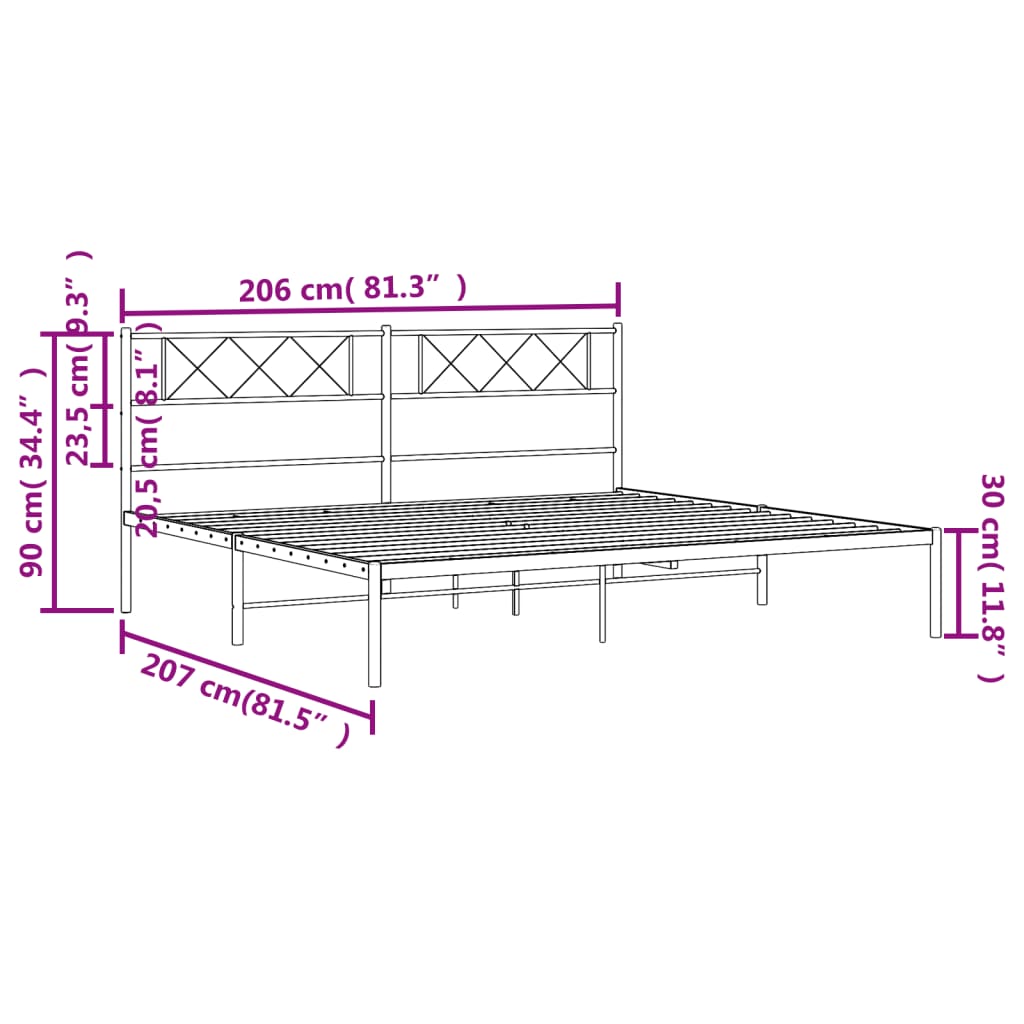 Bedframe met hoofdbord metaal wit 200x200 cm is nu te koop bij PeponiXL, paradijselijk wonen!